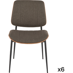 Set van 6 stoelen in taupe gewatteerde stof H82,5 cm - GISELLE