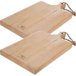 2x Stuks snijplank met handvat 48 x 26 cm van mango hout - Snijplanken