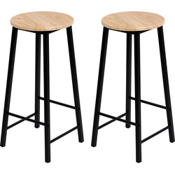 Urban Living Barkrukken set van 2x stuks - D30 x H70 cm - metaal/hout - Krukjes