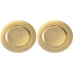 12x Ronde gouden glimmende onderborden 33 cm voor een diner - Onderborden