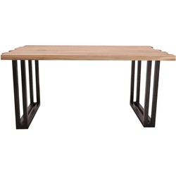 Feel Furniture - 180x90 Eettafel - Massief Boomstamblad Eiken - Constructed oak - 5 cm dik - Twin U Frame