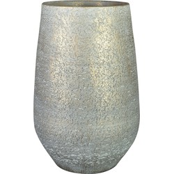 Ter Steege Bloempot/plantenpot hoog - binnen - metallic zilvergrijs - D23/H36 cm - keramiek - Plantenpotten