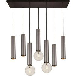 Taboros 7L hanglamp 4xGU10 (excl) 3xE27 (excl) zwart + geborsteld staal
