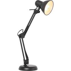 Mexlite - tafellamp - Study - zwart - metaal - bureaulamp - E27 - 3456ZW