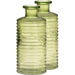 Set van 2x stuks glazen stijlvolle bloemenvaas transparant groen D14.5 en H31 cm - Vazen