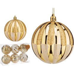 Krist+ kerstballen - 6x stuks - goud - kunststof - gedecoreerd - Kerstbal