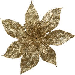 Clayre & Eef Kunstbloem Kerstster Goudkleurig Kunststof