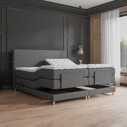 Boxspringbed - Elektrische  Nika Grijs 180x200 Inclusief  cm matras en topper Comfortschuim
