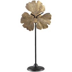 PTMD Rosalee Staande Klok Ginkgoblad - 20 x 12 x 45 cm - Metaal - Goud