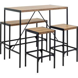Bartafel Rechthoek Naturel/Zwart 120x60x105cm - Barka