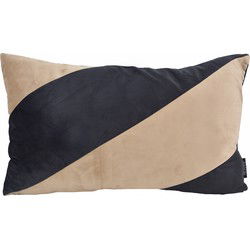 Velvet Swirl Zwart/Beige | 30 x 50 cm  | Kussenhoes | Fluweel/Polyester