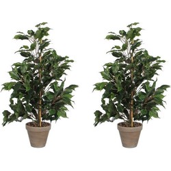 2x Groene ficus kunstplanten 65 cm - Kunstplanten