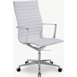 Furnicher Akira bureaustoel - PU-leren zitting - Chroom frame - In hoogte verstelbaar - Draaibaar - Wit