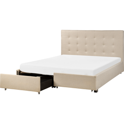 Beliani ROCHELLE - Tweepersoonsbed-Beige-Polyester