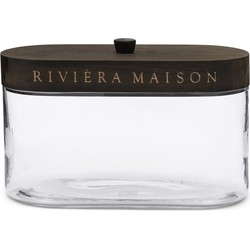 Riviera Maison Voorraadpot glas met houten deksel - Harlem ovale opberg pot voor eten en snoeppot