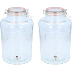 Set van 2x stuks glazen drankdispensers 8 liter - Drankdispensers