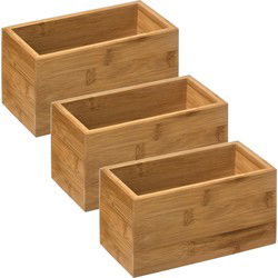 3x 5five sieraden/make-up houder/box - 18 x 9 x 9,5 cm - bamboe - Make-up dozen