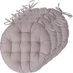 Atmosphera Stoelkussens rond - 4x - beige - katoen - 38 x 6.5 cm - wicker zitkussen - tuinstoelkussens