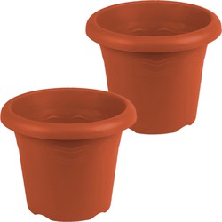 4x stuks terra cotta ronde plantenpot/bloempot kunststof diameter 35 cm - Plantenpotten