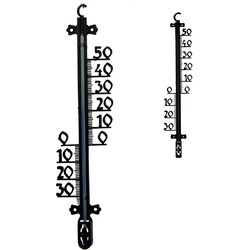 2x Zwarte buitenthermometers 30 cm en 65 cm - Buitenthermometers