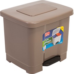 Dubbele afvalemmer/vuilnisemmer taupe 35 liter met deksel en pedaal - Pedaalemmers