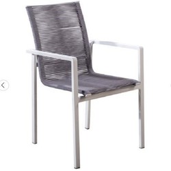 Ishi stackable dining chair alu white/rope light grey