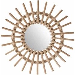 Atmosphera Wandspiegel - rond - rotan - D30 cm - bohemian/boho spiegel - Spiegels