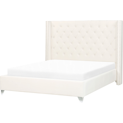 LUBBON  - Tweepersoonsbed - Gebroken wit - 140 x 200 cm - Fluweel