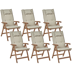 AMANTEA - Tuinstoel set van 6 - Taupe - Acaciahout