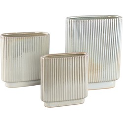 PTMD Bloempot Eviera - 24x8x26 cm - Keramiek - Parel