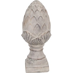 Clayre & Eef Decoratie Beeld Dennenappel Ø 14x33 cm Grijs Steen