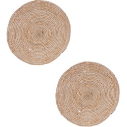 Excellent Houseware Placemats - 4x - rond - gevlochten riet - 38 cm - Placemats