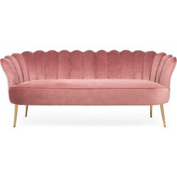 Velvet Bank Roze - Zithoogte 48cm - 192x79x82cm - Bank Jada 3-zits - Giga Meubel