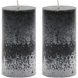 Riviera Maison - Kaarsen - Pillar Candle ECO black 7x13 - Zwart - Set van 2 Stuks