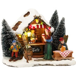 LuVille Kerstdorp Miniatuur Ski Café - L15 x B14 x H11 cm