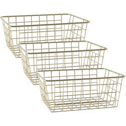 Draadmand - 5x - goudkleurig - industrieel - opbergmand - 24x18x10 cm - Opbergmanden