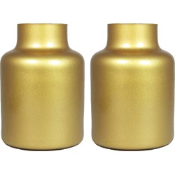 Floran Bloemenvaas Milan - 2x - mat goud glas - D15 x H20 cm - melkbus vaas met smalle hals - Vazen