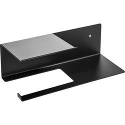 XIVADA Toiletrolhouder Fava - Met plankje - Boren - Rvs - Zwart
