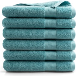 DoubleDry Handdoeken Set 70 x 140 cm - 6 stuks - 100% zacht katoen 500 g/m2 - 6x Denimblauw