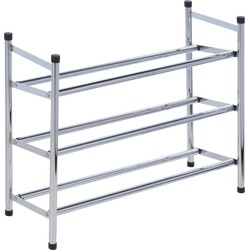 Schoenenrek - RVS - 3-laags - uitschuifbaar - 61-115 x 23 x 50 cm - Schoenenrekken