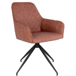 Harbo Dining Chair with Swivel - Chair with swivel in vintage brown PU with black legs HN1220