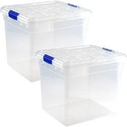 4x Opslagbakken/organizers met deksel 35 liter transparant - Opbergbox