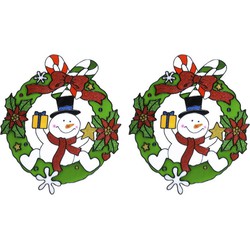 2x stuks kerst decoratie stickers sneeuwpop plaatjes 30 cm - Feeststickers