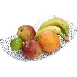 Fruitschaal/fruitmand rechthoekig zilver metaal 33 x 19 cm - Fruitschalen