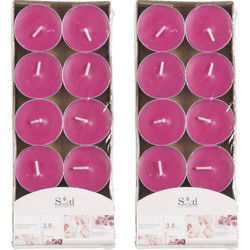 Geurtheelichtjes - 20x stuks - roos - roze - was/paraffine - 3,5 uur - geurkaarsen