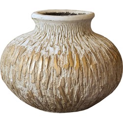 PTMD Lima grijze cement pot rond maat in cm: 31 x 31 x 24 - Grijs