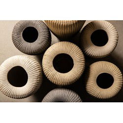 PTMD Bloempot Zinet - 15x15x30 cm - Keramiek - Taupe