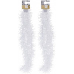 2x Witte folieslingers fijn 180 cm - Kerstslingers