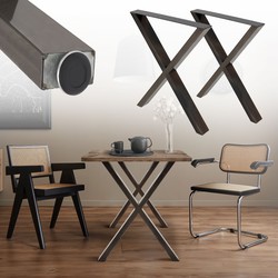 Set van 2 tafelpoten A-Design, antraciet, 60x73 cm, gemaakt van staal