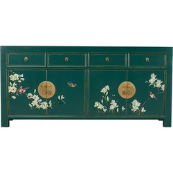 Fine Asianliving Chinees Dressoir Teal Handbeschilderd - Orientique